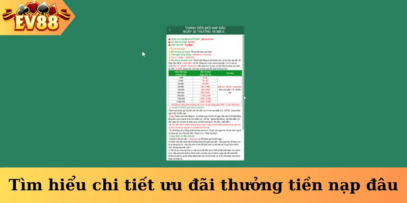 Tìm hiểu chi tiết ưu đãi thưởng tiền nạp đâu