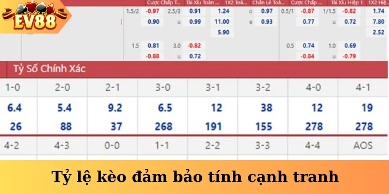 Tỷ lệ kèo đảm bảo tính cạnh tranh